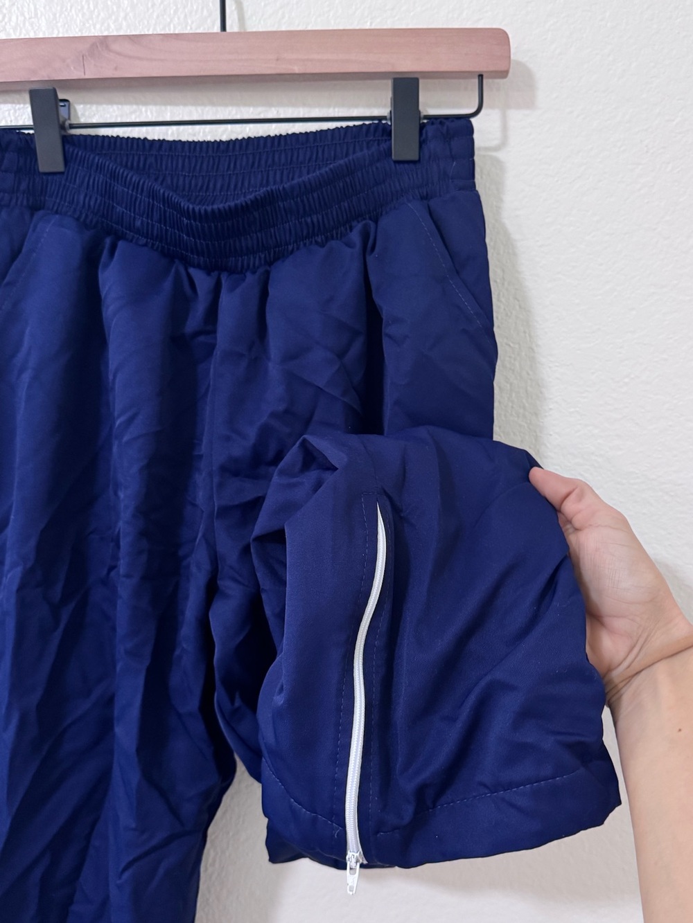 Varsity Navy Zip Hem Jogger Pants